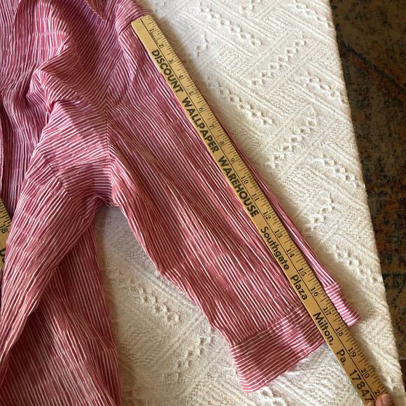 Ulla Popken Red White Seersucker Stripe Button Front Longline Tunic Top 20/22 2X - Picture 10 of 10